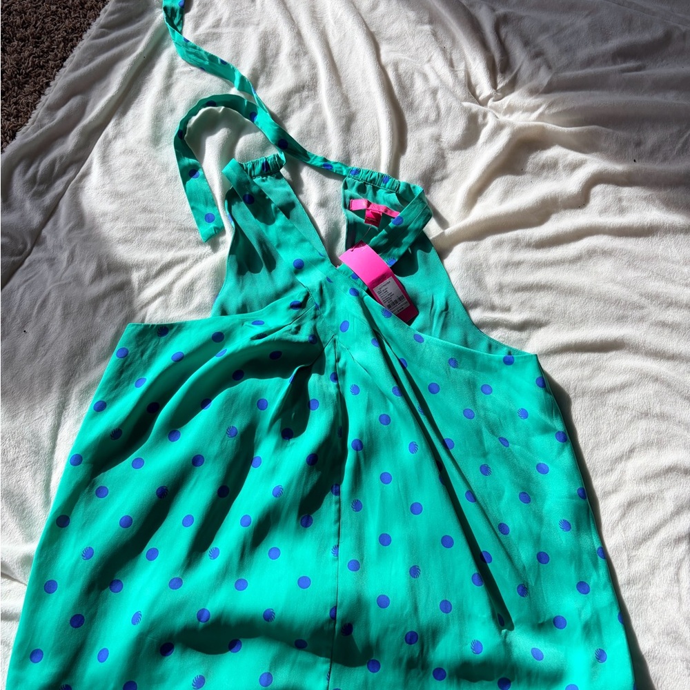 Lilly Pulitzer Green and Blue Polka Dot Tank Top
